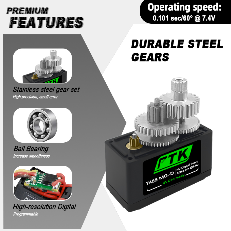 PTK 7455MG-D servo 12g Digital - Drone Rc Aircraft ulasan dan harga