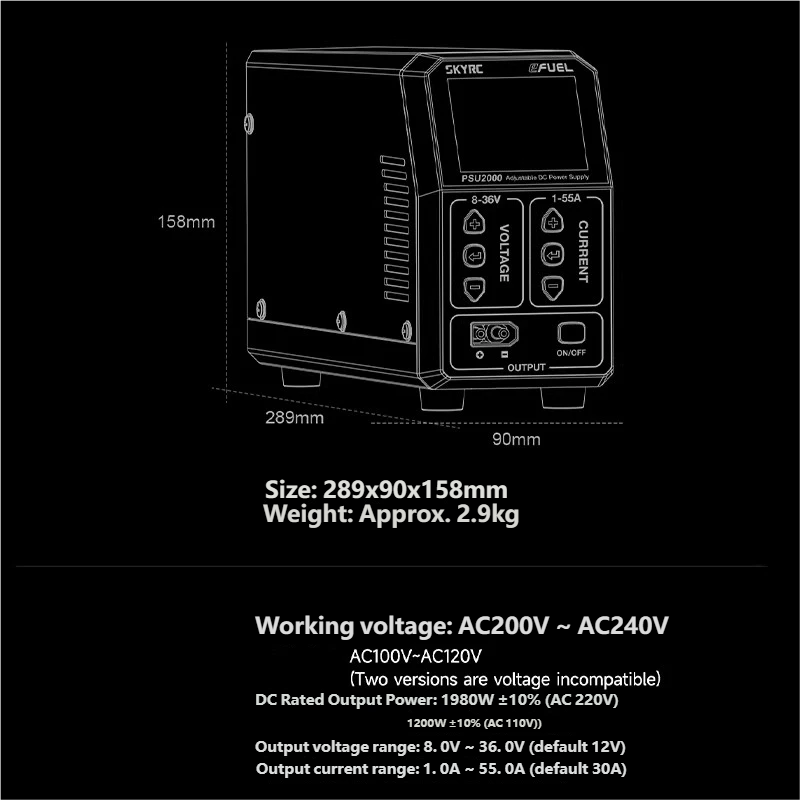 SKYRC PSU2000 1980W Catu Daya  - Drone Rc Toy ulasan dan harga