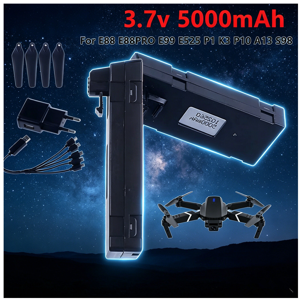 Baterai Li-ion Isi Ulang 3.7V  - Drone Rc E88 Pro ulasan dan harga