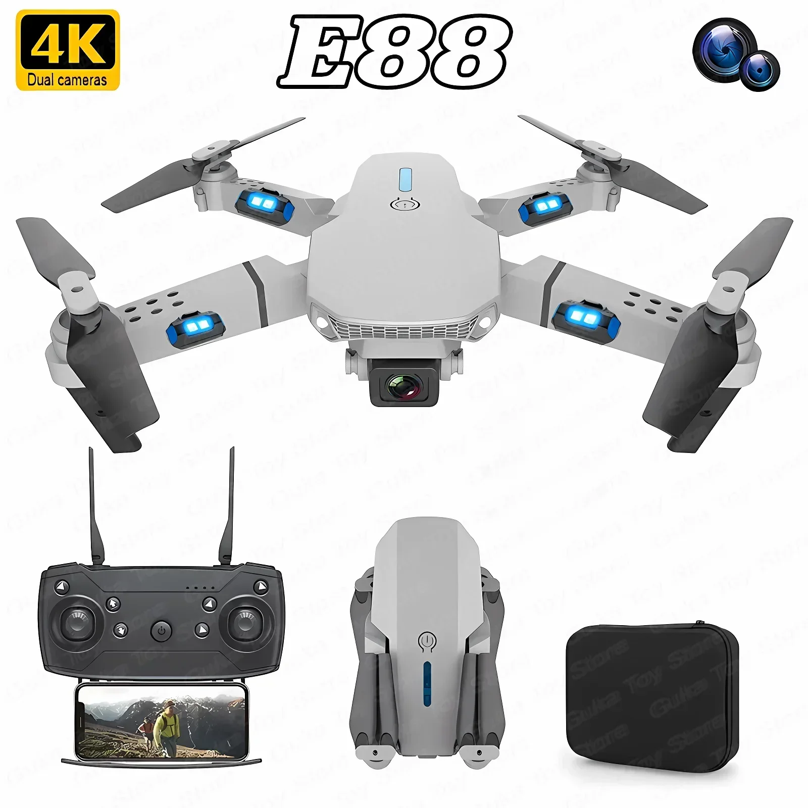 E88 Pro Drone FPV kamera sudut - Dron Rc Quadcopter ulasan dan harga
